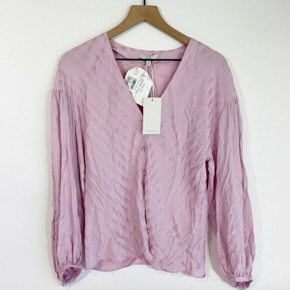 Joie Light Purple Cadmar Illusion Chevron Blouse M - Picture 3 of 12